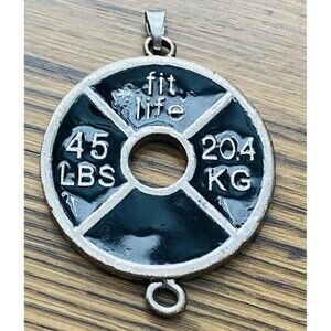Dumbbell Pendant Charm Silver Plated 1.5”